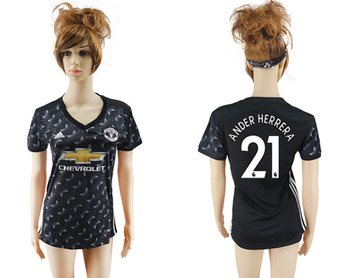 2017 18 Manchester United 21 ANDER HERRERA Away Women Soccer Jersey