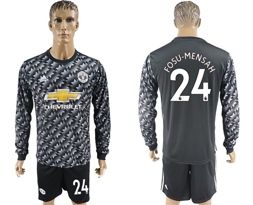 2017 18 Manchester United 24 FOSU MENSAH Away Long Sleeve Soccer Jersey