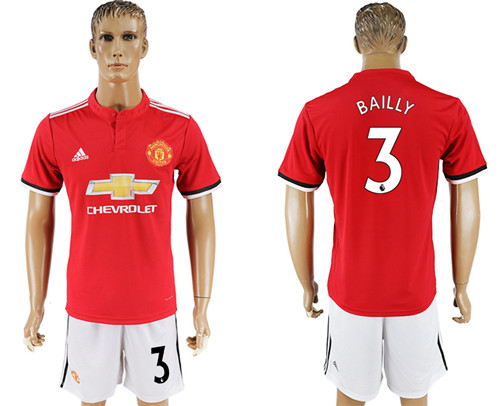 2017 18 Manchester United 3 BAILLY Home Soccer Jersey