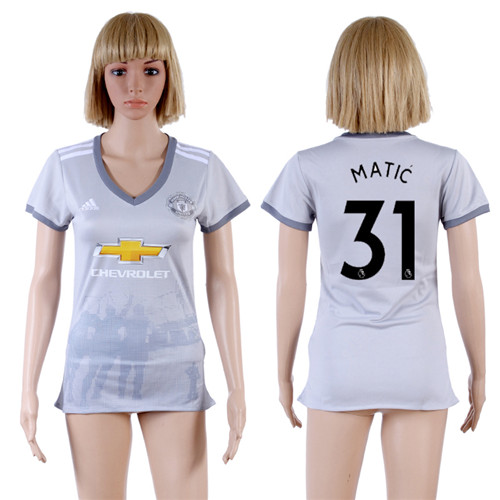 2017 18 Manchester United 31 MATIC Third Away Women Soccer Jersey