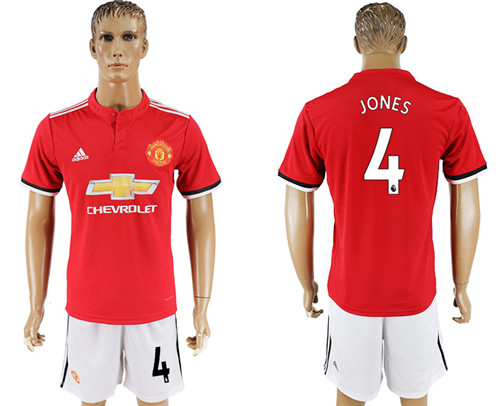 2017 18 Manchester United 4 JONES Home Soccer Jersey