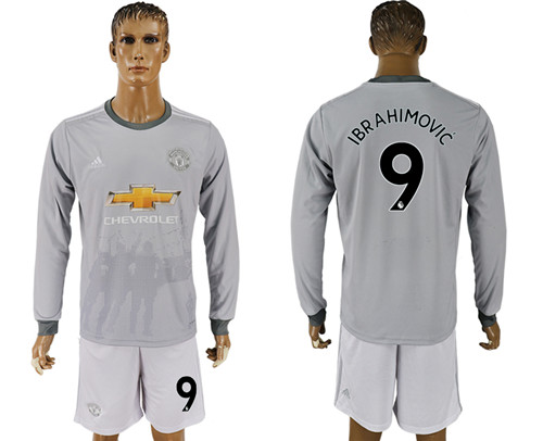 2017 18 Manchester United 9 IBRAHIMOVIC Third Away Long Sleeve Soccer Jersey