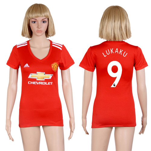 2017 18 Manchester United 9 LUKAKU Home Women Soccer Jersey