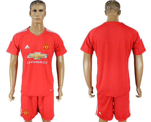 2017 18 Manchester United Red Goalkeeper Soccer Jersey