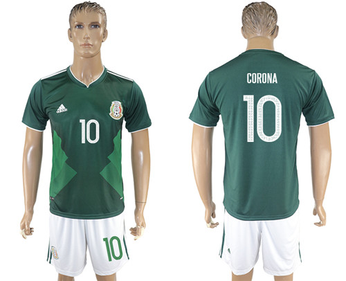 2017 18 Mexico 10 CORONA Home Soccer Jersey