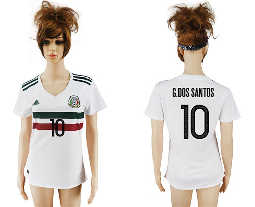 2017 18 Mexico 10 G.DOS SANTOS Away Women Soccer Jersey