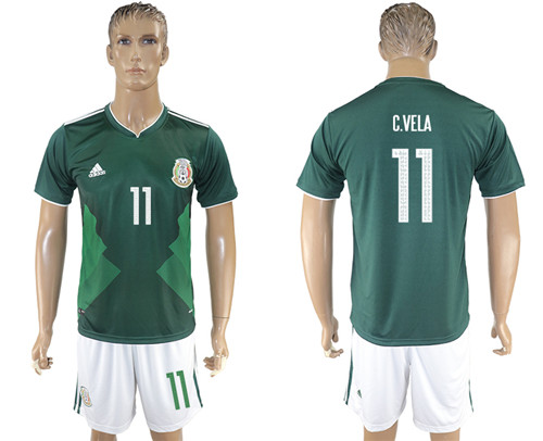 2017 18 Mexico 11 C.VELA Home Soccer Jersey