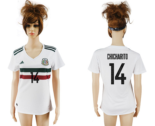 2017 18 Mexico 14 CHICHARITO Away Women Soccer Jersey