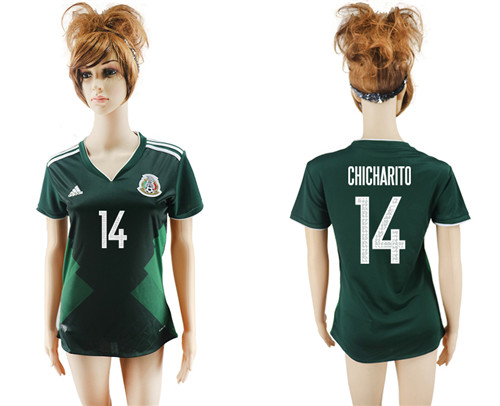 2017 18 Mexico 14 CHICHARITO Home Women Soccer Jersey