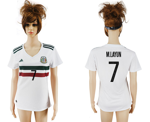 2017 18 Mexico 7 M.LAYUN Away Women Soccer Jersey