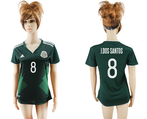 2017 18 Mexico 8 J.DOS SANTOS Home Women Soccer Jersey