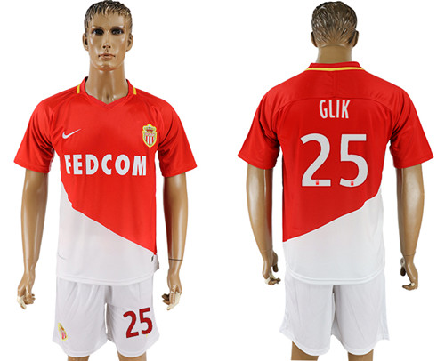 2017 18 Monaco 25 GLIK Home Soccer Jersey