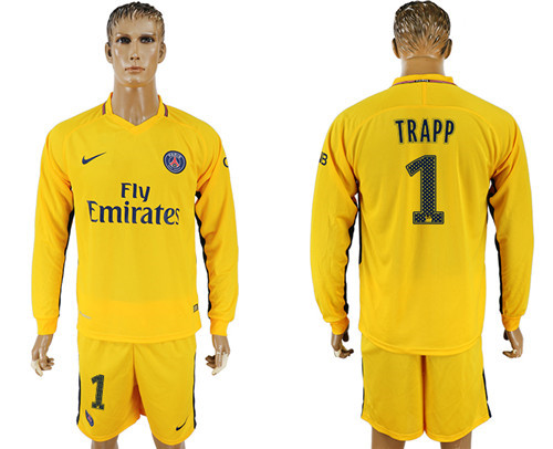 2017 18 Paris Saint Germain 1 TRAPP Away Long Sleeve Soccer Jersey