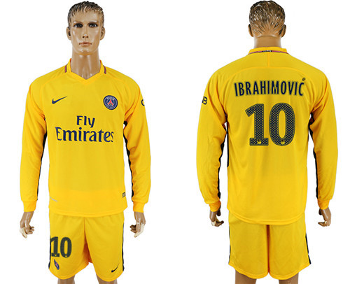 2017 18 Paris Saint Germain 10 IBRAHIMOVIC Away Long Sleeve Soccer Jersey