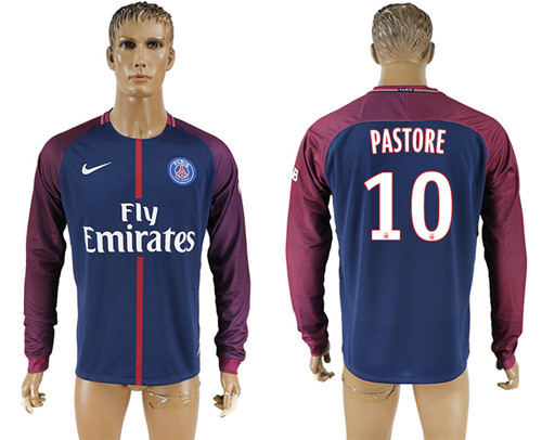 2017 18 Paris Saint Germain 10 PASTORE Home Long Sleeve Thailand Soccer Jersey