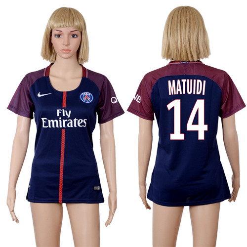 2017 18 Paris Saint Germain 14 MATUIDI Home Women Soccer Jersey