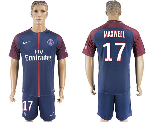 2017 18 Paris Saint Germain 17 MAXWELL Home Soccer Jersey