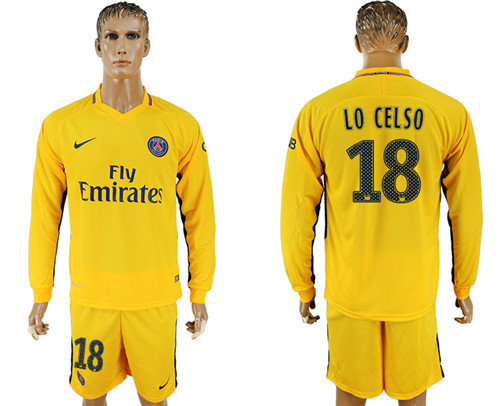 2017 18 Paris Saint Germain 18 LO CELSO Away Long Sleeve Soccer Jersey