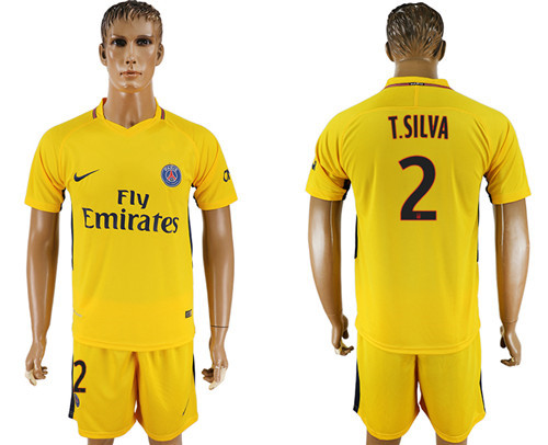 2017 18 Paris Saint Germain 2 T.SILVA Away Soccer Jersey