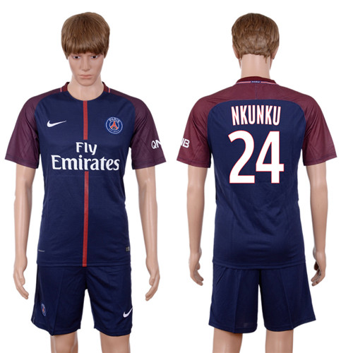 2017 18 Paris Saint Germain 24 NKUNKU Home Soccer Jersey