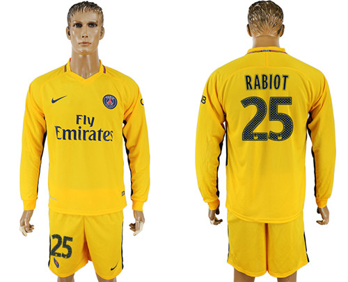 2017 18 Paris Saint Germain 25 RABIOT Away Long Sleeve Soccer Jersey