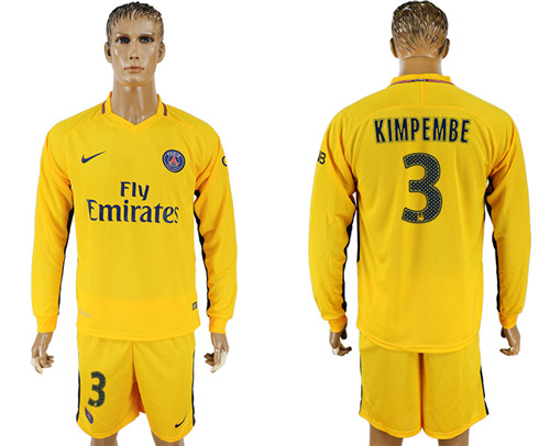 2017 18 Paris Saint Germain 3 KIMPEMBE Away Long Sleeve Soccer Jersey