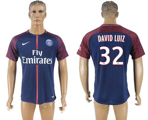 2017 18 Paris Saint Germain 32 DAVID LUIZ Home Thailand Soccer Jersey