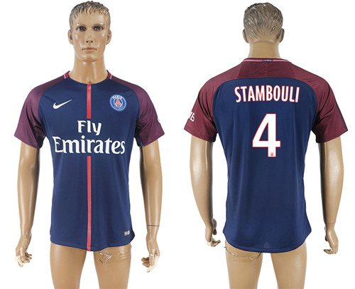 2017 18 Paris Saint Germain 4 STAMBOULI Home Thailand Soccer Jersey