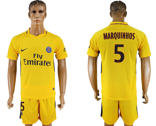 2017 18 Paris Saint Germain 5 MARQUINHOS Away Soccer Jersey