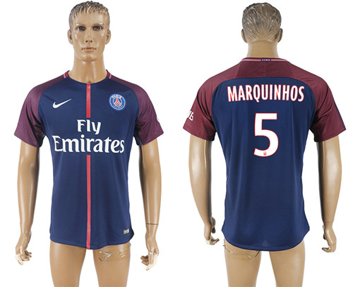 2017 18 Paris Saint Germain 5 MARQUINHOS Home Thailand Soccer Jersey