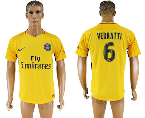 2017 18 Paris Saint Germain 6 VERRATTI Away Thailand Soccer Jersey
