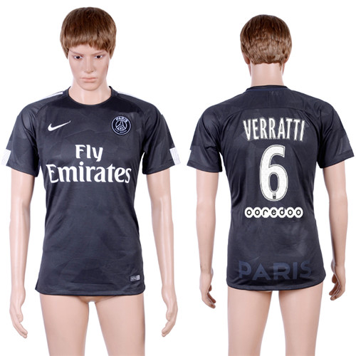 2017 18 Paris Saint Germain 6 VERRATTI Third Away Thailand Soccer Jersey