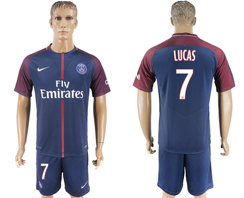 2017 18 Paris Saint Germain 7 LUCAS Home Soccer Jersey