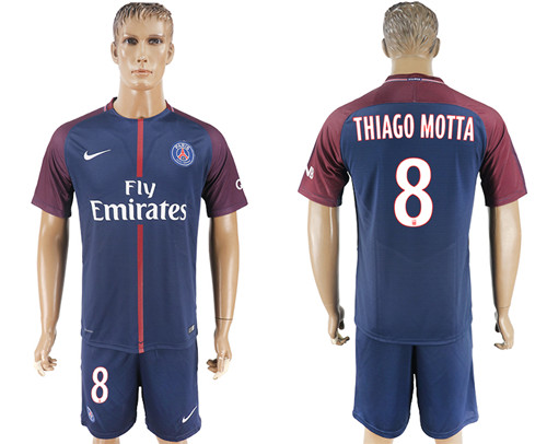 2017 18 Paris Saint Germain 8 THIAGO MOTTA Home Soccer Jersey