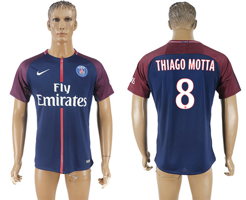 2017 18 Paris Saint Germain 8 THIAGO MOTTA Home Thailand Soccer Jersey