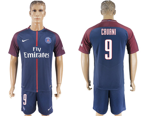 2017 18 Paris Saint Germain 9 CAVANI Home UEFA Champions League Soccer Jersey