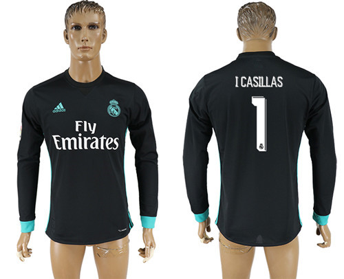 2017 18 Real Madrid 1 I CASILLAS Away Long Sleeve Thailand Soccer Jersey