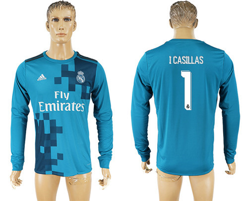 2017 18 Real Madrid 1 I CASILLAS Third Away Long Sleeve Thailand Soccer Jersey