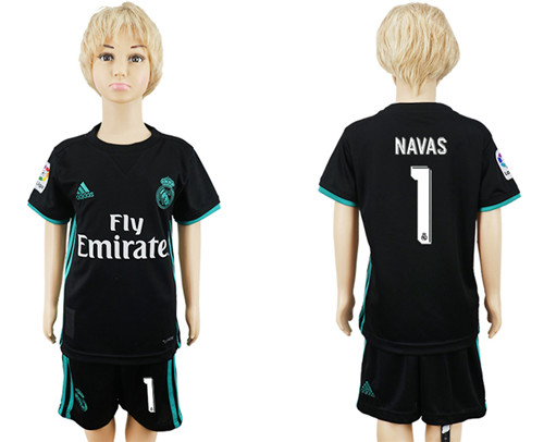 2017 18 Real Madrid 1 NAVAS Away Youth Soccer Jersey
