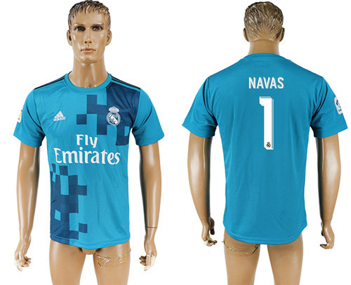 2017 18 Real Madrid 1 NAVAS Third Away Thailand Soccer Jersey