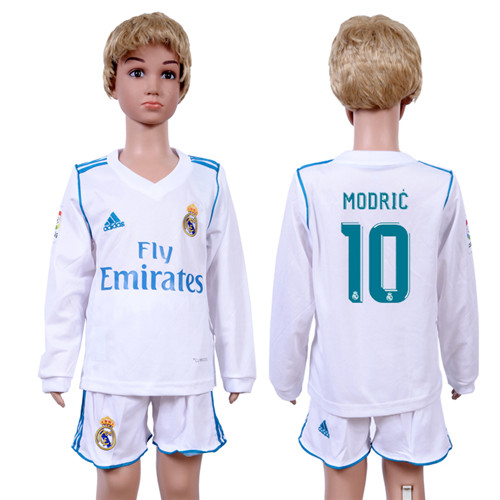 2017 18 Real Madrid 10 MODRIC Home Youth Long Sleeve Soccer Jersey