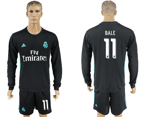 2017 18 Real Madrid 11 BALE Away Long Soccer Jersey