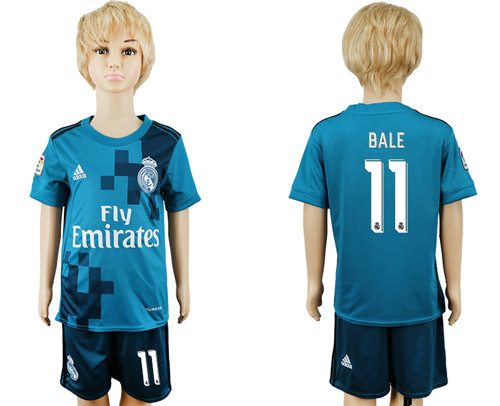 2017 18 Real Madrid 11 BALE Third Away Youth Soccer Jersey