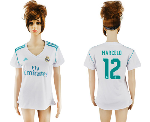 2017 18 Real Madrid 12 MARCELO Home Women Soccer Jersey