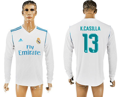 2017 18 Real Madrid 13 K.CASILLA Home Long Sleeve Thailand Soccer Jersey