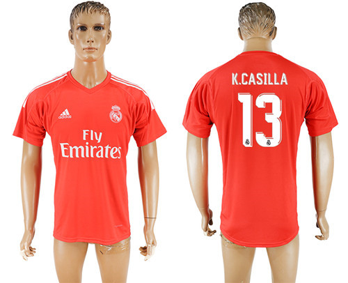 2017 18 Real Madrid 13 K.CASILLA Red Goalkeeper Thailand Soccer Jersey