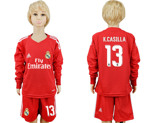 2017 18 Real Madrid 13 K.CASILLA Red Youth Goalkeeper Soccer Jersey