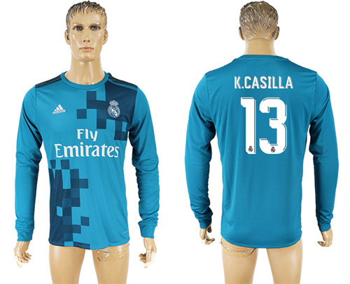 2017 18 Real Madrid 13 K.CASILLA Third Away Long Sleeve Thailand Soccer Jersey