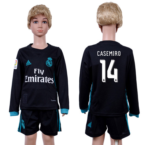 2017 18 Real Madrid 14 CASEMIRO Away Youth Long Sleeve Soccer Jersey