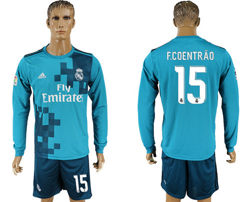 2017 18 Real Madrid 15 F. COENTRAO Away Long Sleeve Soccer Jersey